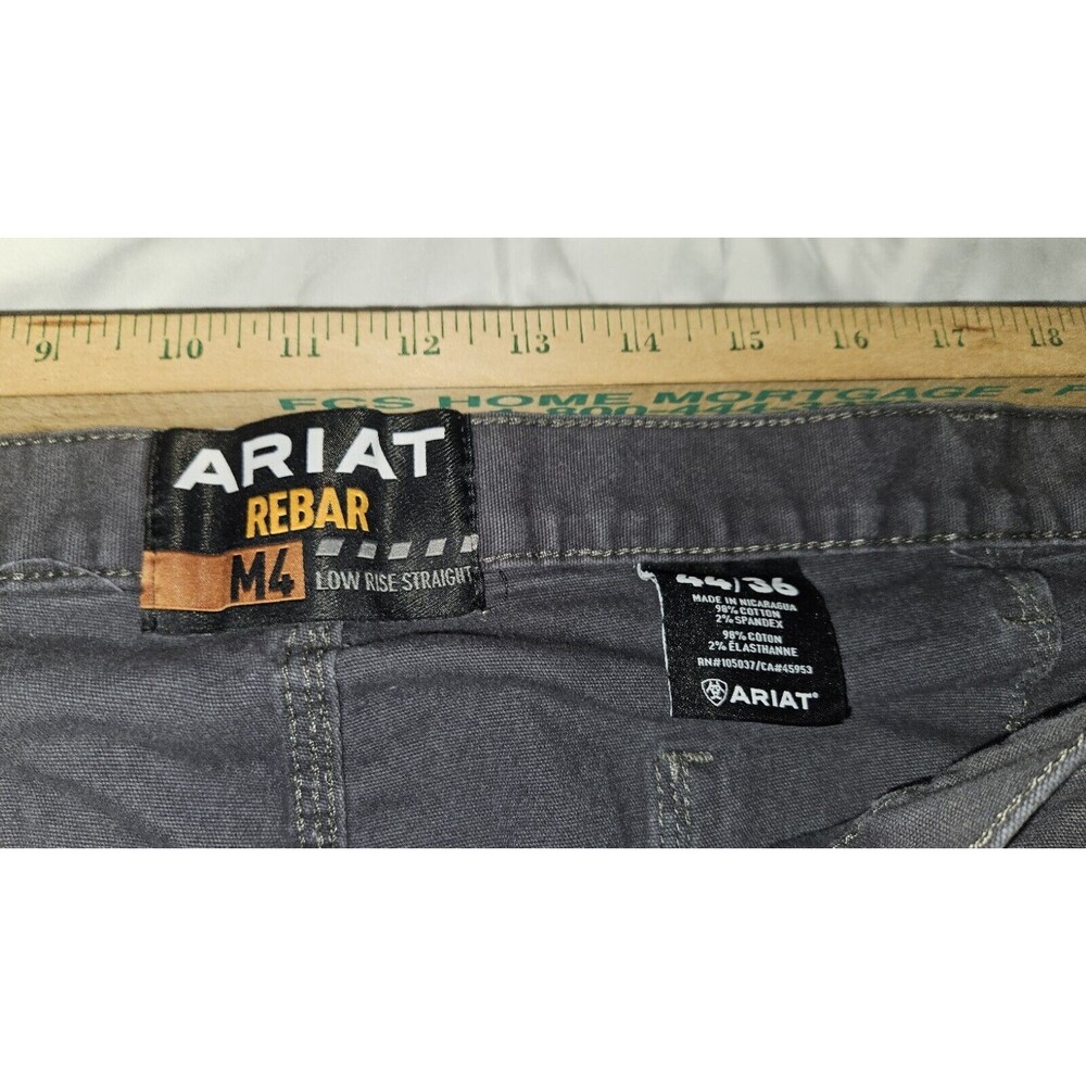 Ariat Jeans Men 44x36 gray Rebar M4 Low Rise Boot Flex Waist Work Pants Stretch - Picture 5 of 8